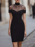 Sheer Illusion Off-Shoulder Mini Dress