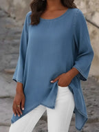 Casual Loose-fitting Denim Cotton Top