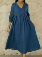 Casual V-neck Denim A-line Dress