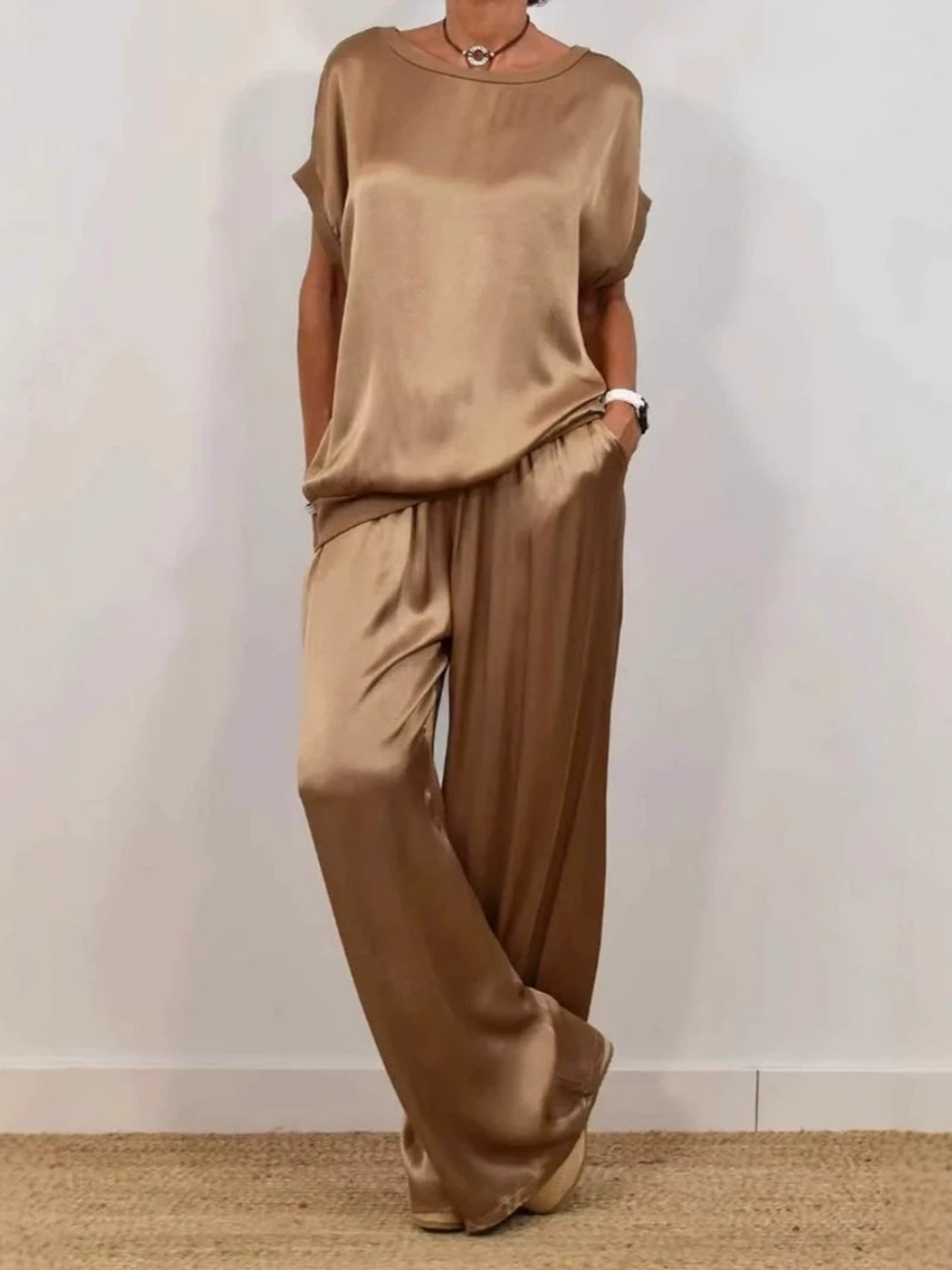 Loose shirt wide-leg pants casual set