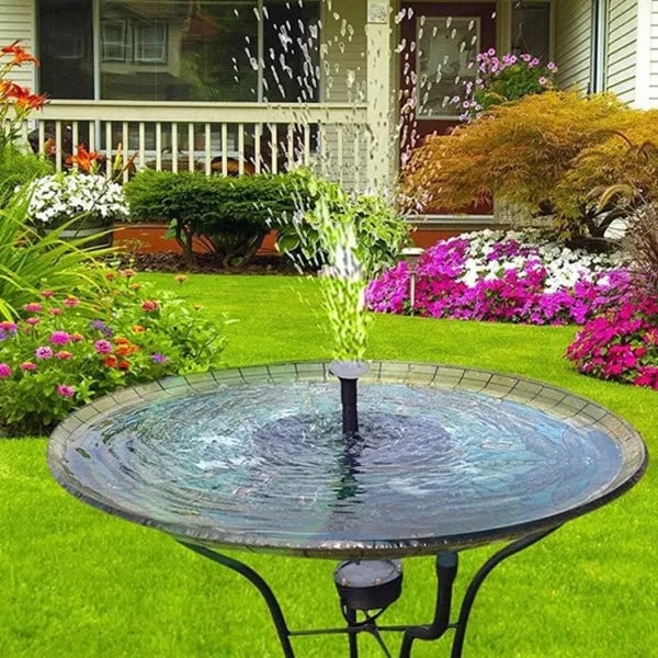 🎁Solar Fountain, Solar Powered Bird Bath Fountain Pump with 4 Nozzles 1.4W Solar Panel Kit Water Pump, Outdoor Watering Submersible Pump for Pond, Pool, Garden, Fish Tank